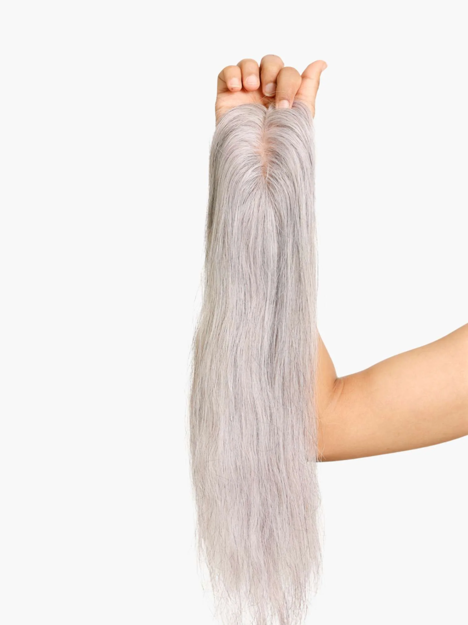 1.5x5" Salt & Pepper Silk Hair Topper - Image 4